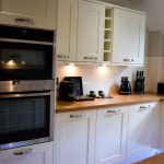 The designer and well appointed kitchen at Benoch Luxury Castle Apartment for romantic breaks in Scotland
